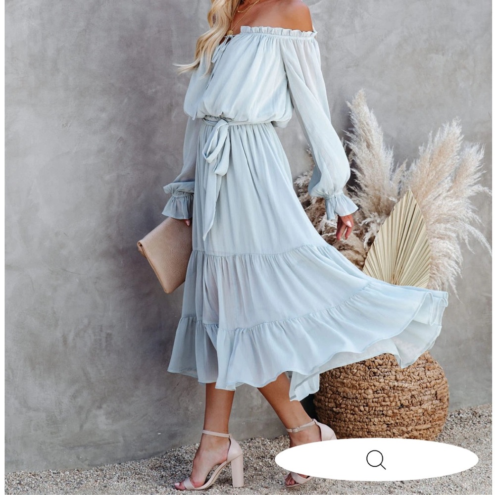 Vici Peacekeeper Off the Shoulder Midi Dress SAGE